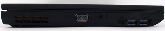 lewy bok: otwory wentylacyjne, VGA, audio, mini DisplayPort, 2 USB 3.0