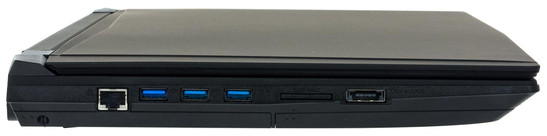 lewy bok: LAN, 3 USB 3.0, czytnik kart pamięci, eSATA/USB 3.0