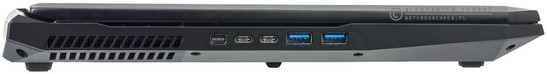 lewy bok: mini DisplayPort, dwa USB 3.1 typu C, dwa USB 3.0