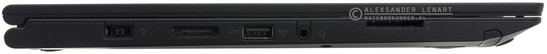 lewy bok: gniazdo zasilania, OneLink+, USB 3.0+, gniazdo audio, czytnik kart pamięci, pióro cyfrowe