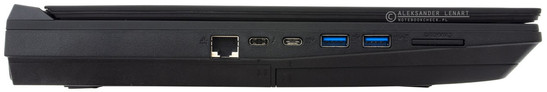 lewy bok: LAN, Thunderbolt 3, USB 3.1 typu C, dwa USB 3.0, czytnik kart pamięci