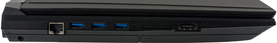 lewy bok: LAN, 3 USB 3.0, czytnik kart pamięci, eSATA/USB