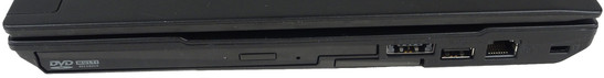 prawy bok: napęd optyczny, ExpressCard/34, eSATA/USB 2.0, USB 2.0, RJ45, złącze blokady Kensingtona