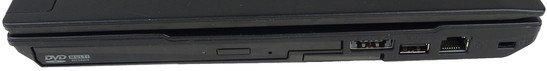 prawy bok: napęd optyczny, ExpressCard/34, eSATA/USB 2.0, USB 2.0, RJ45, złącze blokady Kensingtona