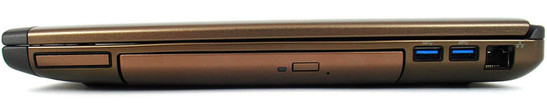 prawy bok: ExpressCard/34, napęd optyczny, 2x USB 3.0, LAN