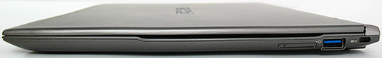 prawy bok: kieszeń na kartę SIM, USB 3.0, gniazdo blokady Kensingtona