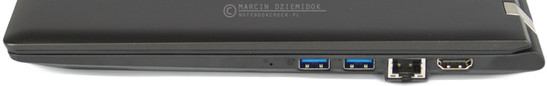 prawy bok: dwa USB 3.0, LAN, HDMI