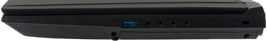 prawy bok: USB 3.0, 4 gniazda audio, gniazdo blokady Kensingtona