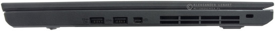 prawy bok: 2 USB 3.0, mini DisplayPort, wylot powietrza z układu chłodzenia, gniazdo blokady Kensingtona