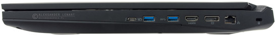 prawy bok: USB 3.1 (jednocześnie Thunderbolt 3), 2 USB 3.0, HDMI, DisplayPort, LAN, gniazdo blokady Kensingtona