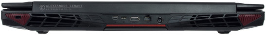 tył: gniazdo blokady Kensingtona, mini DisplayPort (v1.2), USB 3.1 typu C, HDMI (v1.4), LAN, gniazdo zasilania
