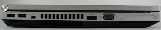 lewy bok: 2x USB 2.0, czytnik kart, FireWire, eSATA/USB 2.0, VGA, SmartCard, ExpressCard/54