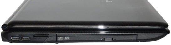 lewy bok: 2x USB, czytnik kart, napęd optyczny