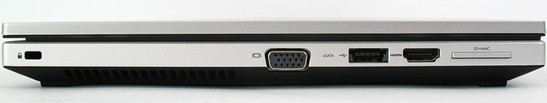 lewy bok: blokada Kensingtona, VGA, eSATA/USB 2.0, HDMI, czytnik kart pamięci