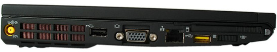 lewy bok: gniazdo zasilania, USB, VGA. LAN, ExpressCard/54