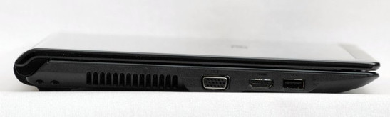 lewy bok: otwór wentylacyjny, VGA, HDMI, USB
