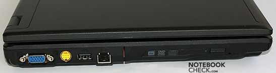lewy bok: VGA, S-Video, USB, modem, napęd optyczny