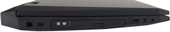 lewy bok: LAN, USB, napęd optyczny, USB, 2x audio