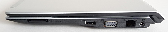 prawy bok: czytnik kart, USB, VGA, LAN, złącze zasilania