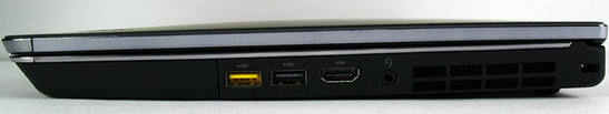 prawy bok: 2x USB 2.0, HDMI wejście/wyjście audio w jednym, blokada Kensingtona