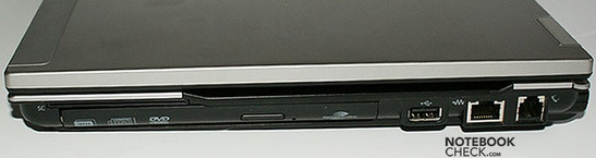 prawy bok: czytnik kart SmartCard, napęd optyczny, USB, LAN, modem