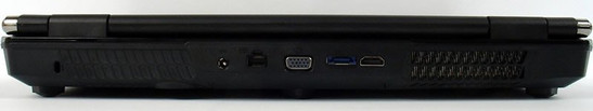 tył: blokada Kensingtona, gniazdo zasilania, LAN, VGA, eSATA (bez USB), HDMI, szczeliny wentylacyjne