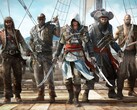 Grafika z gry Assassin's Creed IV: Black Flag przedstawiająca Edwarda Kenwaya z załogą piratów na statku (źródło zdjęcia: Ubisoft)