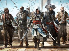 Grafika z gry Assassin's Creed IV: Black Flag przedstawiająca Edwarda Kenwaya z załogą piratów na statku (źródło zdjęcia: Ubisoft)
