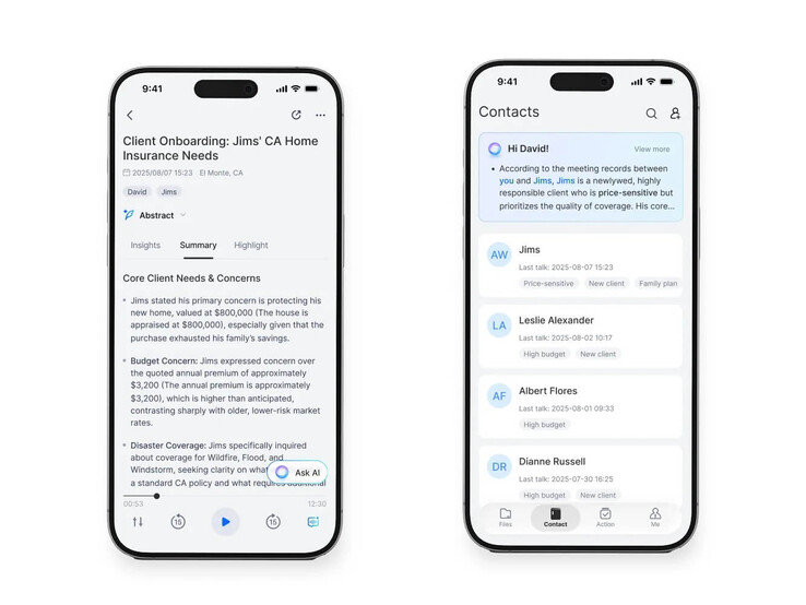 Po lewej stronie znajduje się typowe podsumowanie. Nazwane osoby można dodać do listy kontaktów.