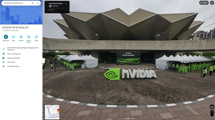 Współrzędne w postach Nvidii i Windows wskazują na lokalizację keynote Nvidii w Google Maps