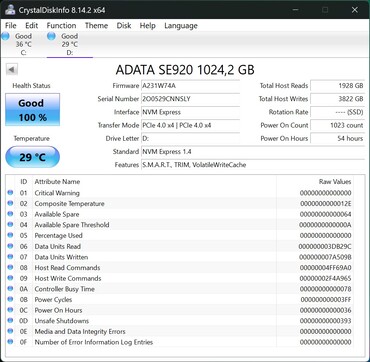 ADATA SE920 współpracuje z PCIe 4.0 x4
