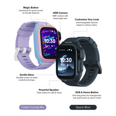 Smartwatch myFirst Fone S4 jest dostępny w kolorach Cotton Candy Mix lub Space Blue.
