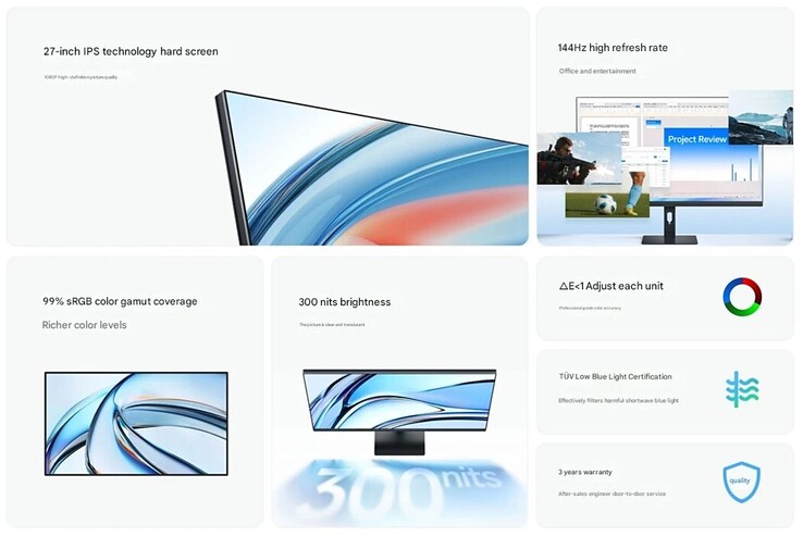 Specyfikacja monitora Redmi A27 2026 (Źródło obrazu: IT Home)