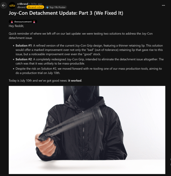 Aktualizacja obudowy Dbrand Killswitch Switch 2 (źródło obrazu: zrzut ekranu, subreddit Dbrand)