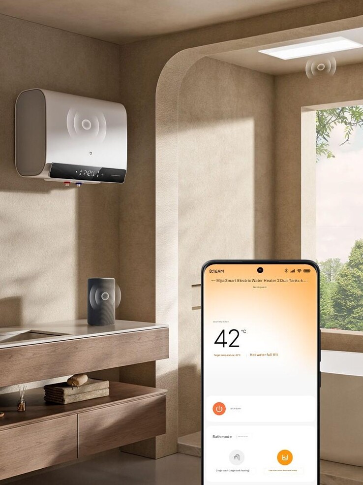 Inteligentny elektryczny podgrzewacz wody Xiaomi Mijia 2 jest kompatybilny z aplikacją marki. (Źródło obrazu: Xiaomi, tłumaczenie maszynowe)