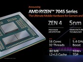 AMD Ryzen 9 7945HX posiada 80 MB połączonej pamięci podręcznej L2 + L3. (Źródło: AMD)