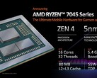 AMD Ryzen 9 7945HX posiada 80 MB połączonej pamięci podręcznej L2 + L3. (Źródło: AMD)