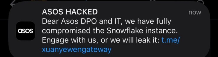 Powiadomienie ASOS wysłane do użytkowników.