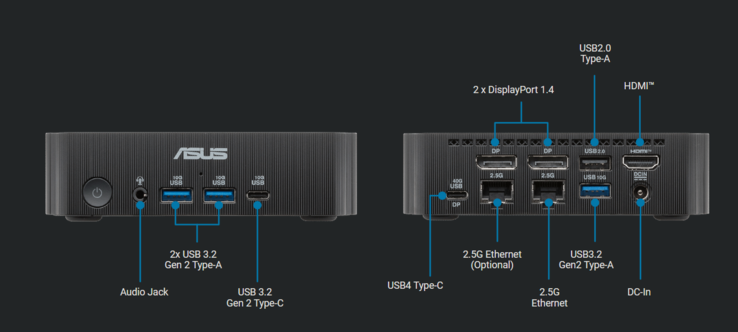 Porty Asus ExpertCenter PN54 S1 (źródło obrazu: Asus)