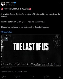 The Last of Us PS5 Special Edition, post billbil-kun X (źródło obrazu: zrzut ekranu, konto billbil-kun X)