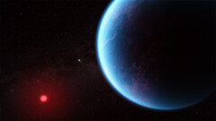 Wizualizacja K2-18b oparta na aktualnych danych naukowych, pokazująca jak może wyglądać ta odległa egzoplaneta. (Źródło zdjęcia: NASA, ESA, Joseph Olmsted)