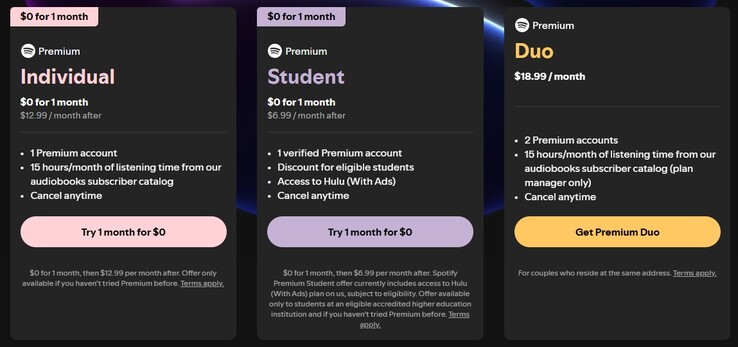 Zaktualizowane ceny planów. (Źródło obrazu: Spotify)