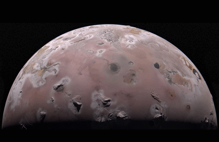Obraz wulkanicznego księżyca Jowisza uchwycony przez Juno (źródło obrazu: NASA, JPL-Caltech, SwRI, MSSS i Gerald Eichstädt)