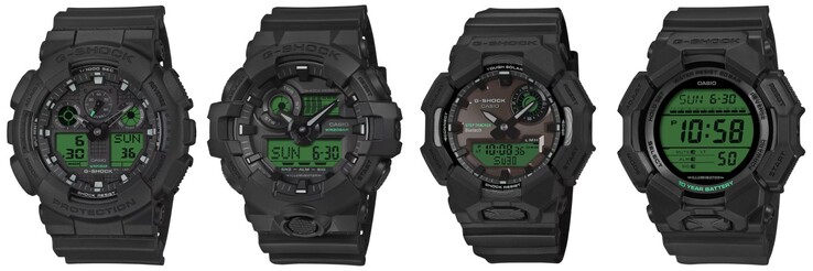 Od lewej do prawej: zegarki Casio G-Shock GA100BEG-1A, GA700BEG-1A, GAB010BEG-1A i GD010BEG-1
