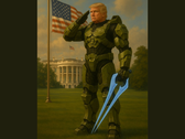 Donald Trump w zbroi Mjolnir Master Chiefa (źródło zdjęcia: Biały Dom na X)