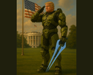 Donald Trump w zbroi Mjolnir Master Chiefa (źródło zdjęcia: Biały Dom na X)