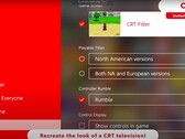 Ekran konsoli Nintendo Switch 2 prezentujący jej wyjątkową zdolność do odtwarzania opcji wyświetlania podobnej do CRT (źródło obrazu: Nintendo of America YT)