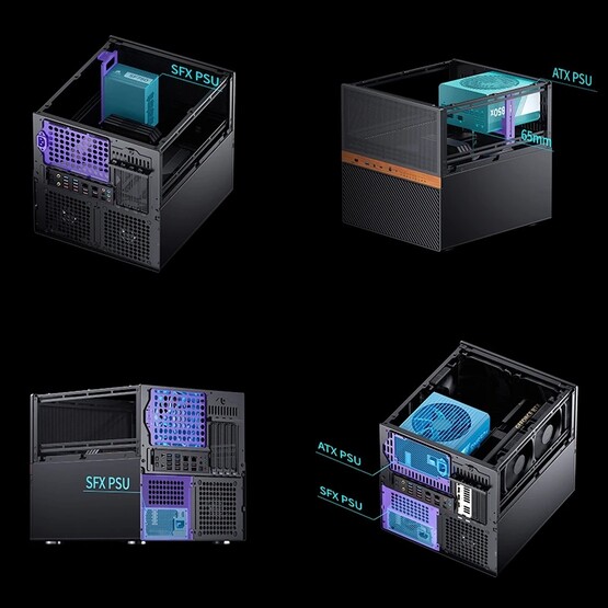 Obudowa NAS Jonsbo N6 może pomieścić zasilacze SFX i ATX. (Źródło zdjęcia: Jonsbo)