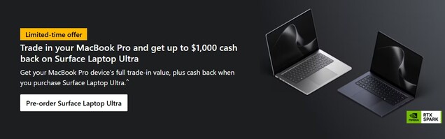 Microsoft rzuca wyzwanie Apple, oferując właścicielom MacBooków Pro zwrot 1000 dolarów.