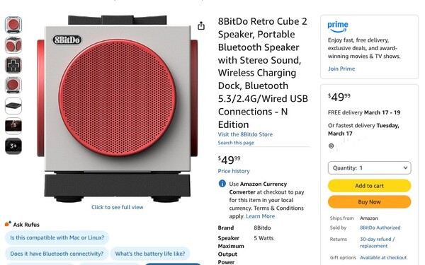 Głośnik 8BitDo Retro Cube 2 Speaker - N Edition można już kupić na Amazon.